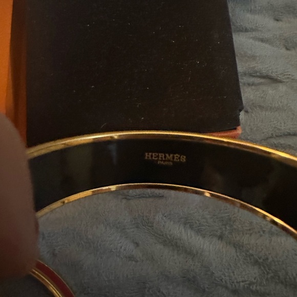 Hermes Gold and White Patterned Bracelet - Picture 3 of 7